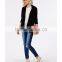 Fashion Tailored Lapel Turn up Cuffs Jersey Blazer Women Blazer Suit 2015