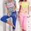 TOP DESIGN WOMEN SUMMER COTTON FANCY SMILE PRINTING TOP AND BERMUDA PAJAMAS