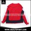 Alibaba best sale cotton fabric red color crew neck girls cut&sew sweatshirt