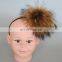 Natural color jumbo raccoon fur pompom accessory hairband hair hoop