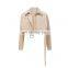 TWOTWINSTYLE Khaki Windbreaker Women Lapel Long Sleeve With Belt Patchwork Lace Up Vintage Casual