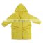 High quality warm and comfortable baby hooded bath robe coral fleece yellow bathrobe for baby