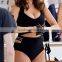 Latest design hot sale open women lift up halter neck sexy black bikini