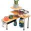 Adjustable Bamboo Space Saving Cabinet Organizer Display Shelves 3 Tier Corner Shelf Kitchen Spice Rack with Hooks