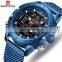 NAVIFORCE 9153 Mens Luxury Japan Quartz Digital Watch Stainless Steel Mesh Strap Fashion Wrist Watch