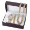 Fashion luxury trend temperament full diamond inlaid steel band quartz watch + Bracelet Set