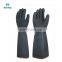 black industrial heavy duty chemical resistant thick safety waterproof rubber latex glove working industrial latex hand glove