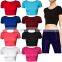 Plain Women Short Sleeve Crop Tops T Shirt