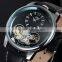 Men Watch Leather Fashion Brand Watches Feather Skeleton Dress Watches ZB005