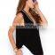 2016 Black Sexy Deep V-neck Woman Tops Fashion Ladies T-shirt With Patchwork Design Quality Choice