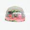 2015 fashion floral printing leather patch 5 panel hats