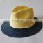 Double color stitching promotion panama hat wide brim hat with paper straw braid