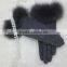 Vogue Style Fox Fur Trim Wool Knitted Gloves Winter Animal Fur Cuff Cashmere Knitting Fingers Mittens