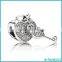 Custom Made Charms Wholesale 925 Sterling Silver Pave AAA Zircon Key and Lock Charm