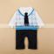 2016 fashion fake 2 pcs gentleman clothing baby boy clothes rompers with tie
