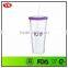 Customized BPA Free 20 ounce plastic tumbler with straw for drinking