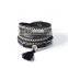 Hot sell double wrap rhinestone velvet bracelet with tassel wholesale jewelry