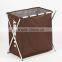 Household Rolling Triple Sorter Laundry Hamper with Black Polyester Bags, Satin Silver Frame