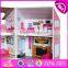 2017 Best luxurious and attractive six rooms wooden doll house play for kids W06A245