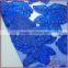 Blue rose embroidery fabric with sparkle sequin