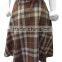 Womens Woolen Vintage Flared A-line Plaid Skirts With Belt