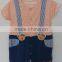 2016 baby girls faux straps colors knit jump-suit for summer