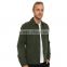 high quality green plain denim varsity jacket custom arc-shaped back hem