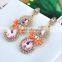 Long blue semi-precious stone pendant women stud earrings korean style crystal rhinestone long hanging earrings for sales 2016