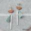 Bohemian silver bar pendant dangle earring wood fan light green tassel glass beads earrings