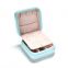 Custom Logo Small Travel Jewelry Organizer Box Lady PU Leather Zipper Closure Earring Jewelry Storage Box Travel Jewelry Case