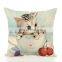 Cute Cat printed DecorativeLinen Cushion Pillow Cover Soft Sofa Waist Pillow Cover Case