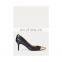 Ladies beautiful fancy black color design mid heels ankle buckle strap women sandals shoes