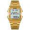 New Skmei 1763 Arabic Muslim Prayer Qibla Watch Golden Stainless Steel Islamic Azan Wrist Watch