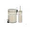 Home decor embossed 3 pieces stainless steel toilet brush holder paper holder waste bin bathroom accessory set