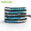 Topearl Jewelry Freshwater Pearl Blue turquoise Charm Bracelet Woven Leather Wrap Bangle for Women 33.5 InchesCLL134