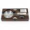 wholesale luxury customized printing logo diy wood and metal walnut cigar ashtray