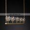 American Style Restaurant Brass Light BOULE DE CRISTAL CLEAR GLASS LINEAR CHANDELIER 48