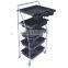 Beiqi Wholesale Plastic Salon Trolley Cart with Side Pull Out and Three Holes for Hair Dryer for Sale