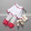 2015 Christmas Reindeer Ruffle Cotton Toddler Girls Boutique Clothing Sets