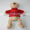 Plush Toy Bear Wearing Scarlet T shirt/Sitting high 20cm Soft Teddy Bear with Clothes/Stuffed Toy Light BrownTeddy Bear