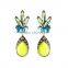 Fluorescence yellow drop acrylic flower shaped latest trends earrings