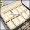 Spot wholesale PU leather transparent skylight double layer drawer 20 watches show sales of storage boes custom