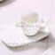 T00217 big handle white porcelain tea cup with saucer