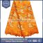 2016 hot sale orange bazin riche dresses fabric african french net lace wholesale 5 yards top quality embroidered bridal fabric