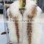 elegant women fox fur vest with fox fur collar
