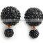 <<<2015 Fashionable Full Crystal Rhinestones Polymer Clay Double Ball Stud Earrings/