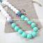 white blue&gray round silicone teething beads necklace wholesale teething baby necklace breakaway clasps necklace TN055