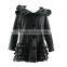 Wholesale hoodie boutique spring ruffle and button dark grey children's fashion cotton coat