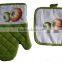 cotton twill material kitchen textile set silk screen printing oven mitten cat design shaped pot holder set