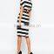 Apparel classic black white banded stripe woman shift dress plus size for sale